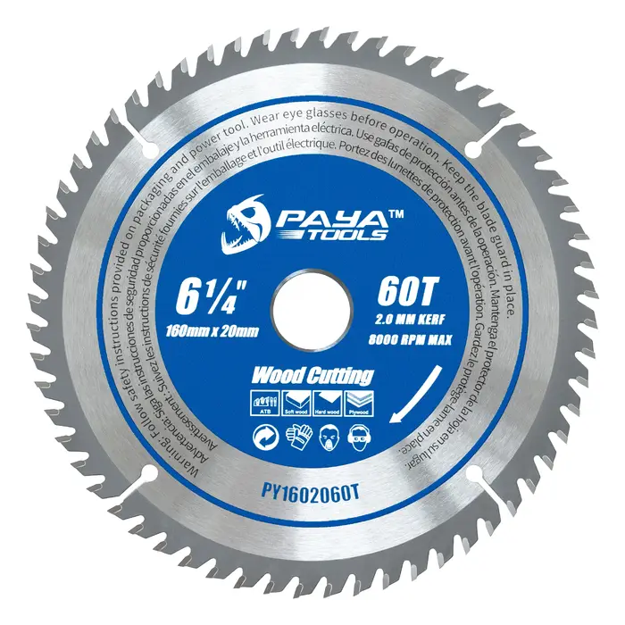 Lame de scie circulaire PAYA 6 1/4" 60 dents à pointe en carbure 160 mm Lames de scie TCT pour couper divers matériaux composites en bois