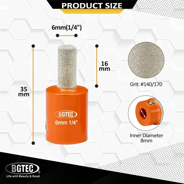 BGTEC 3/6/19/25mm Têtes de meuleuses pour verre