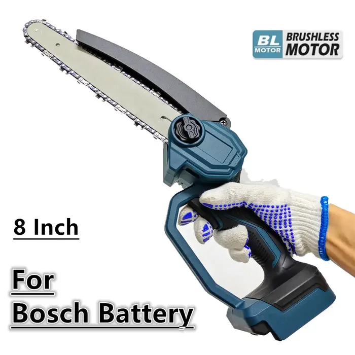 Pour Bosch 18V batterie scie à chaîne sans brosse 8 pouces tronçonneuse électrique taille arbre bois coupe sans fil outils électriques de jardin