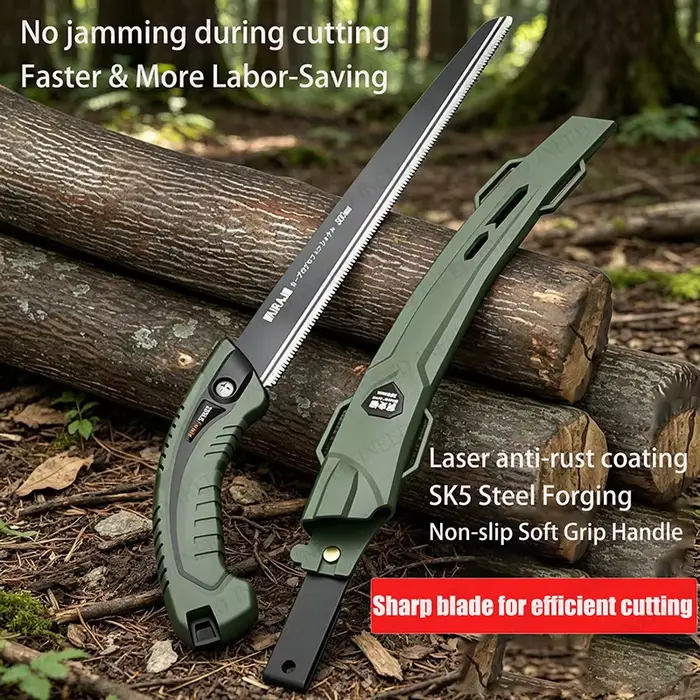 Scie à main multifonctionnelle pour l'extérieur, scie à bois pliable et portable pour l'élagage de j