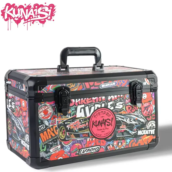 KUNAISI Grande boîte à outils en aluminium de 43 cm, organisateur de rangement réglable à 2 couches,