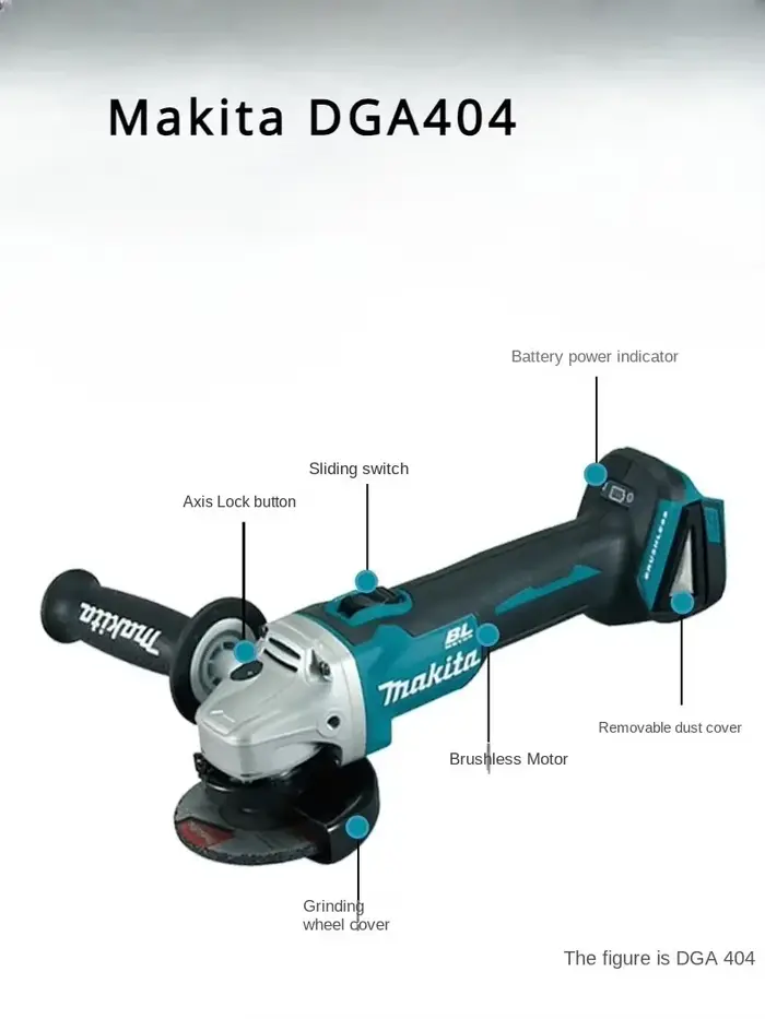 Meuleuse d'angle sans fil Makita DGA404 18V sans balais : Ponceuse à métaux multi-usages (sans batte