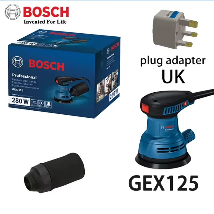 Ponceuse orbitale Bosch GEX125 280W 125mm à vitesse variable, sans poussière, pour le bois, les murs
