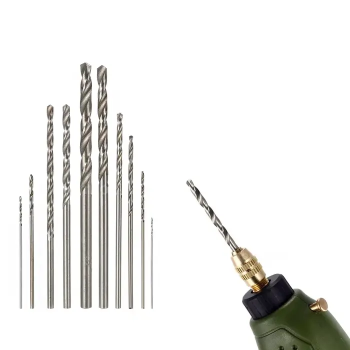Jeu de forets hélicoïdaux en acier blanc HSS haute vitesse, 10 pièces, pour outils rotatifs Dremel