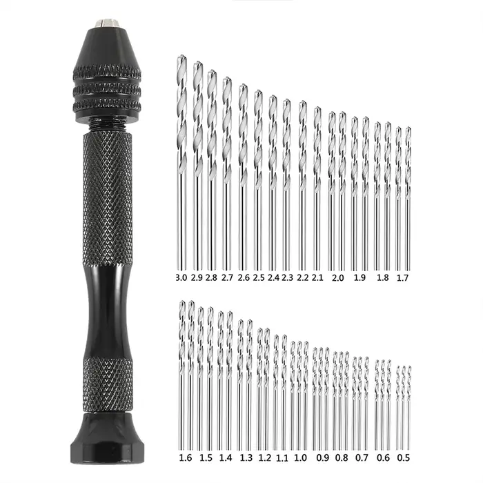 Jeu de 49 forets manuels de 0,5 mm à 3,0 mm pour modélisme, bricolage, travail du bois, outils rotat