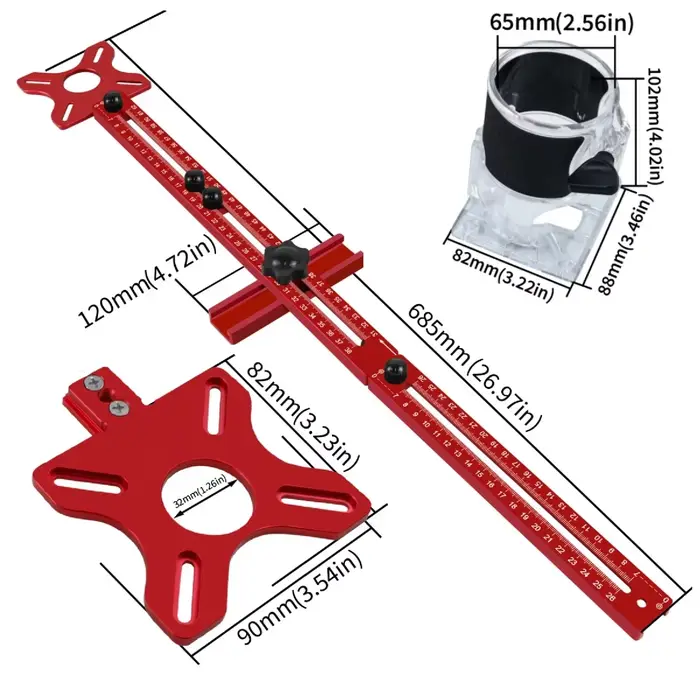 Gabarit de découpe circulaire réglable en aluminium pour routeur