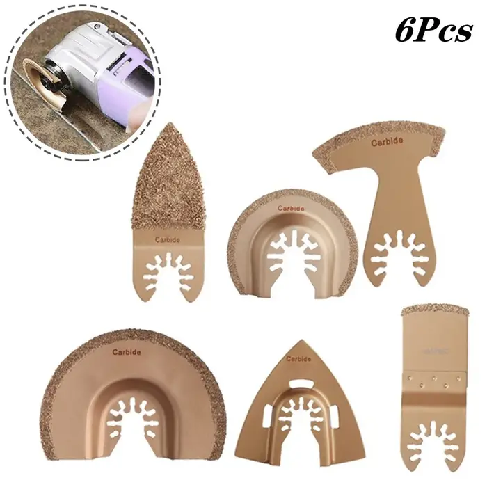 6 pièces oscillant Multitool Triangle carbure râpe lame de scie