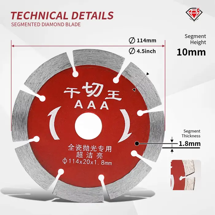 Lame de Scie Circulaire Diamantée, Roue de Coupe à Sec pour Machine à Marbre, Coupe de Brique de Bét