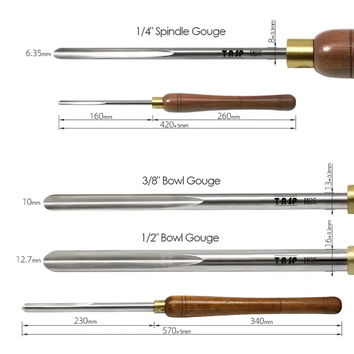TASP HSS outils de tournage du bois 1/2 "3/8" bol Gouge 1/4 "broche Gouge travail du bois ébauche to