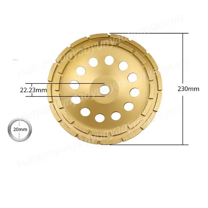 Disque de meulage diamanté double rangée pour béton
