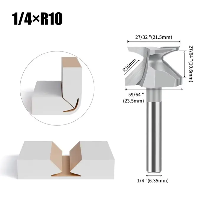 Coupeur intégré de flexion d'arc R10/R18/30/50, tige de 1/2 pouces, outils de menuiserie, coupe prof