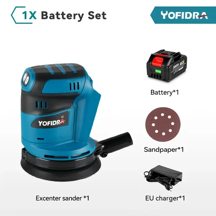 YOFIDRA 125MM ponceuse orbitale électrique sans fil 3 vitesses réglable Rechargeable polisseuse meuleuse Machine pour Makita 18V batterie