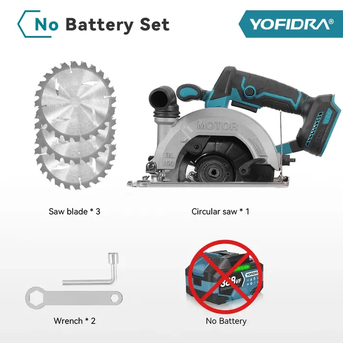 YOFIDRA 150MM scie circulaire électrique sans brosse 6 "sans fil multifonctionnel coupe-bois outil