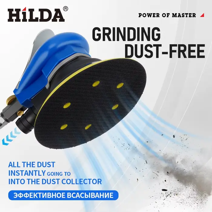 HILDA 5 pouces 150mm ponceuse orbitale à Air modèle d'extraction de poussière pour voiture métal bois cire rectifieuse outil de Performance