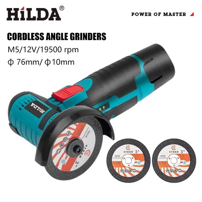 HILDA – Mini meuleuse d'angle Miniature Rechargeable 12V, avec lame de coupe à batterie, meuleuse de
