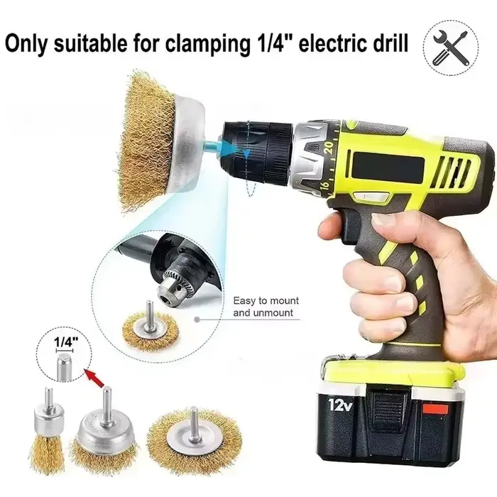 Perceuse électrique avec brosse métallique en acier