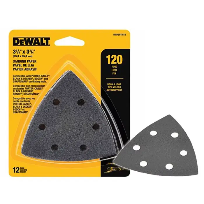 DEWALT Triangle à crochet et boucle 120 grain papier de verre paquet de 12 oscillant multi ponçage p