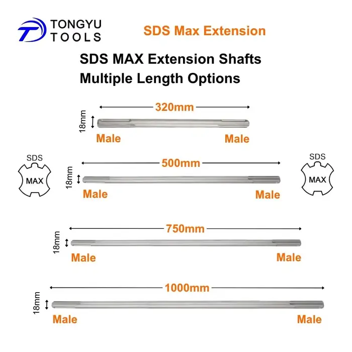 Tige d'extension SDS Max avec adaptateur de coupleur Max-Lock pour marteau perforateur