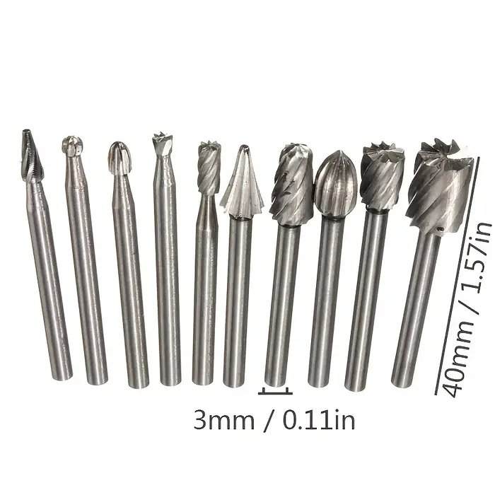10 pièces ensemble travail du bois sculpture fraise pour Dremel fraisage rotatif fichier