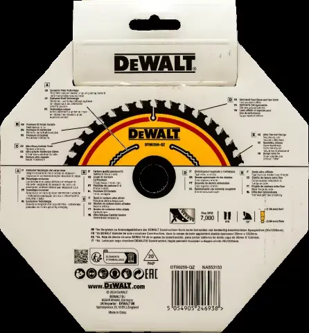 Lame de scie circulaire DEWALT DT90257 DT90259 184 mm 24T Extreme 2X Life, lame de scie à pointe en carbure pour la coupe du bois