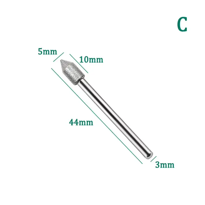Foret d'alésage en diamant de 3mm, tige d'aiguille de sculpture, tiges de meulage, Mini perceuse, gr
