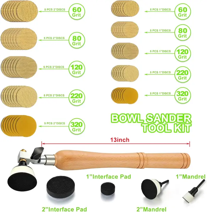 Kit de ponceuse à bol 55 pièces de 1 "et 2 pouces
