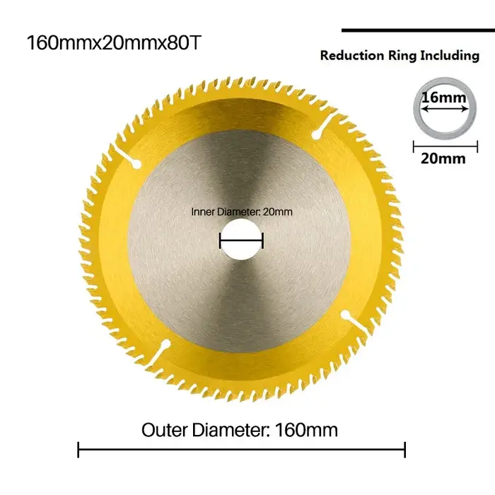 CMCP lame de scie 150mm 160mm TCT bois disque de coupe Titianium enduit