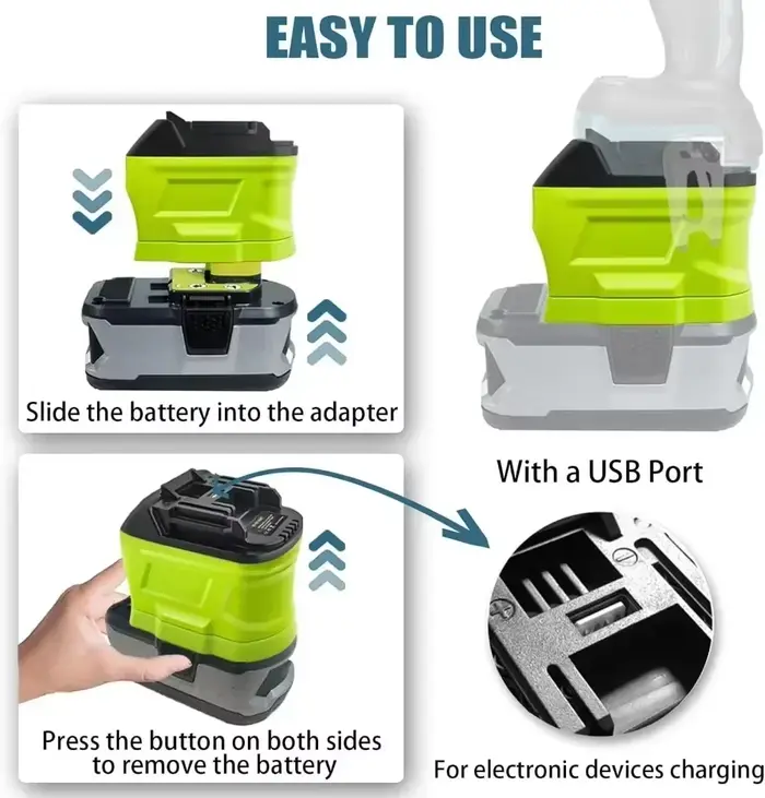 Convertisseur adaptateur de batterie pour batterie Li-ion Ryobi 18V