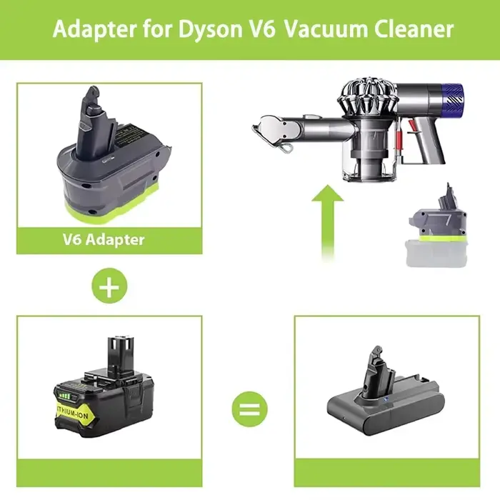 Adaptateur de batterie pour Ryobi 18V, conversion de batterie en pour aspirateur Animal Dyson V6 V7