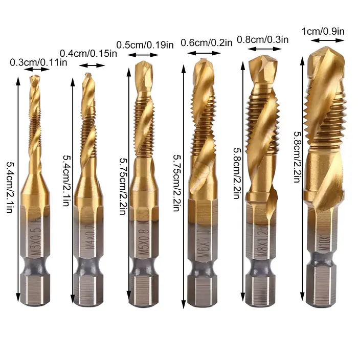M3-M10 Titane Revêtu HSS Foret et Tarauds 1/4 "Hex Tige Taraudage Outil Filetage