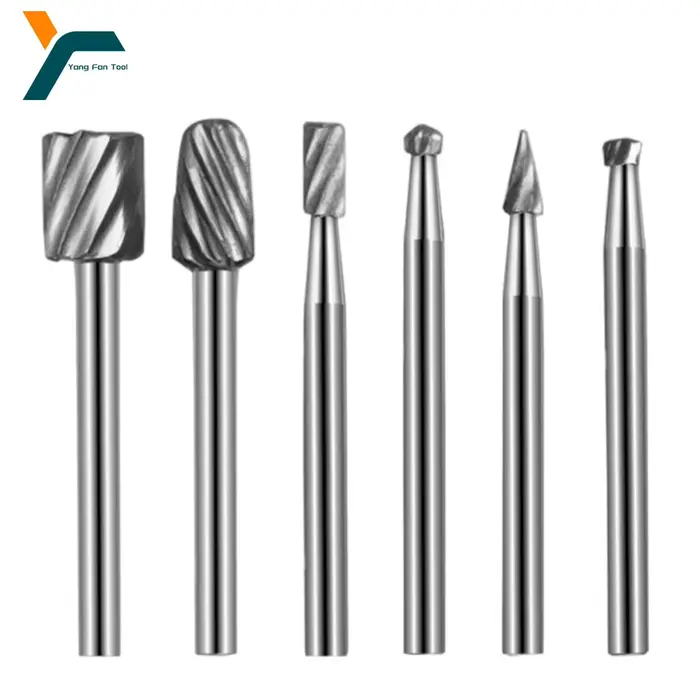 6 pièces outil rotatif Mini foret ensemble 3.1mm tige routeur meulage bavures fraise pour bois métal