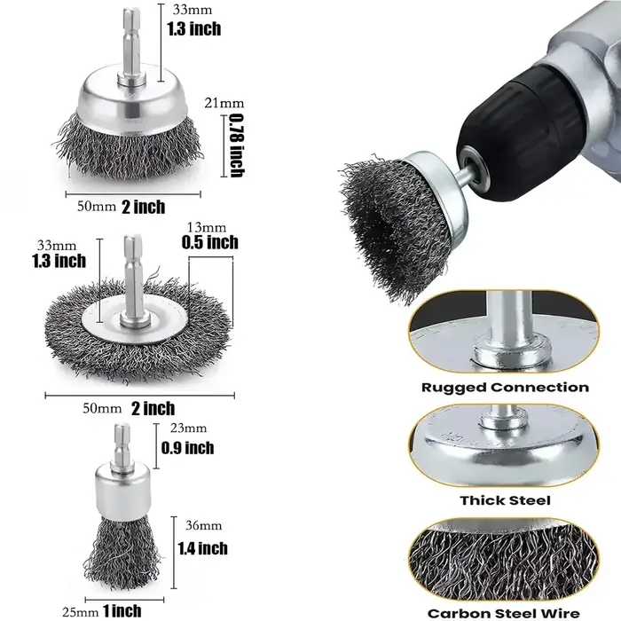 Brosse métallique pour perceuse