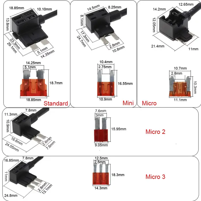 Porte-fusible de voiture MINI petit format moyen 12V, adaptateur de robinet de circuit supplémentaire avec Micro Mini fusible à lame ATM Standard 10A