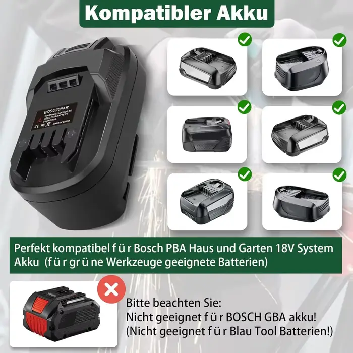 Adaptateur de batterie BOSC18PAR pour Bosch vers Parkside