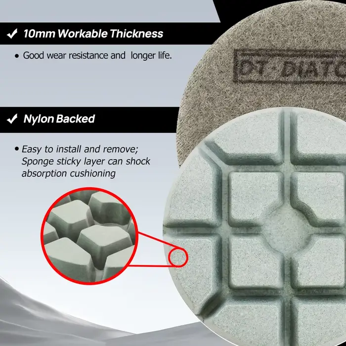 DIATOOL Ensemble de 3 tampons de polissage diamantés pour béton