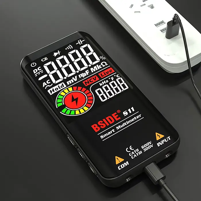BSIDE multimètre numérique testeur d'électricien intelligent Charge USB T-RMS DC capacité de tension