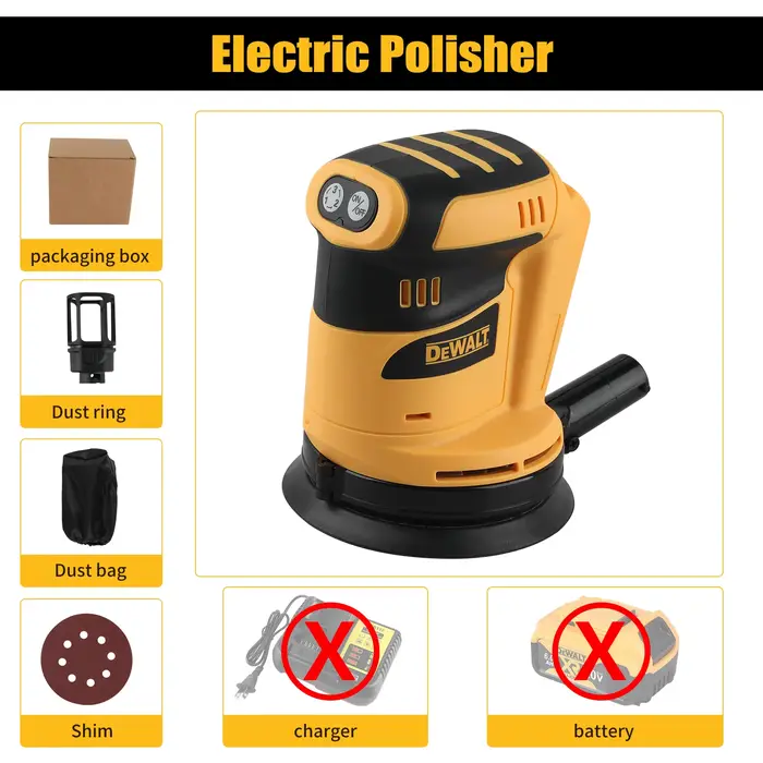 Ponceuse orbitale aléatoire sans fil DEWALT 20V DCW207, ponceuse de polissage sans balais rechargeab