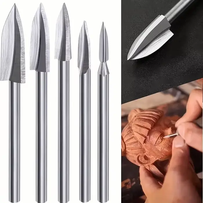 Ensemble de 5 outils de sculpture sur bois - parfaits pour les outils rotatifs