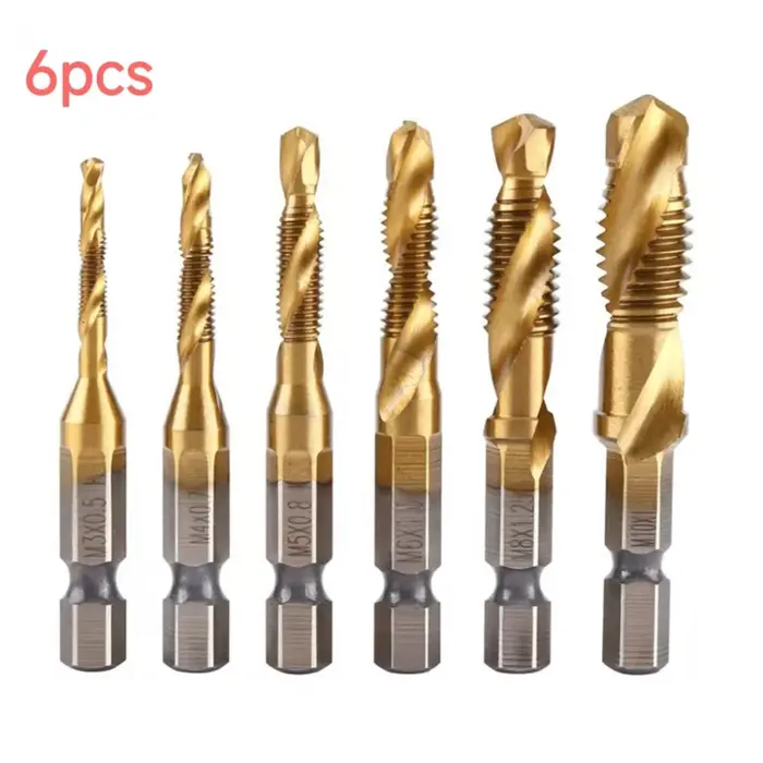 Perceuse HSS multifonctionnelle, taraudage, robinet en spirale intégré, perceuse électrique à main, outil de taraud, Machine à chanfrein, robinet Composite 6 pièces
