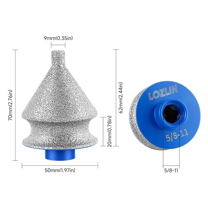 Embout de chanfreinage diamanté LOZLIN M14 5/8-11 pour carrelage en porcelaine, céramique, marbre, granit, agrandissement de trous, finition des bords et meulage