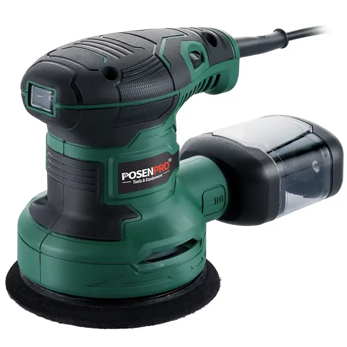 Ponceuse à disque orbitale électrique 300 W 125 mm, 6 vitesses réglables avec boîte à poussière, col