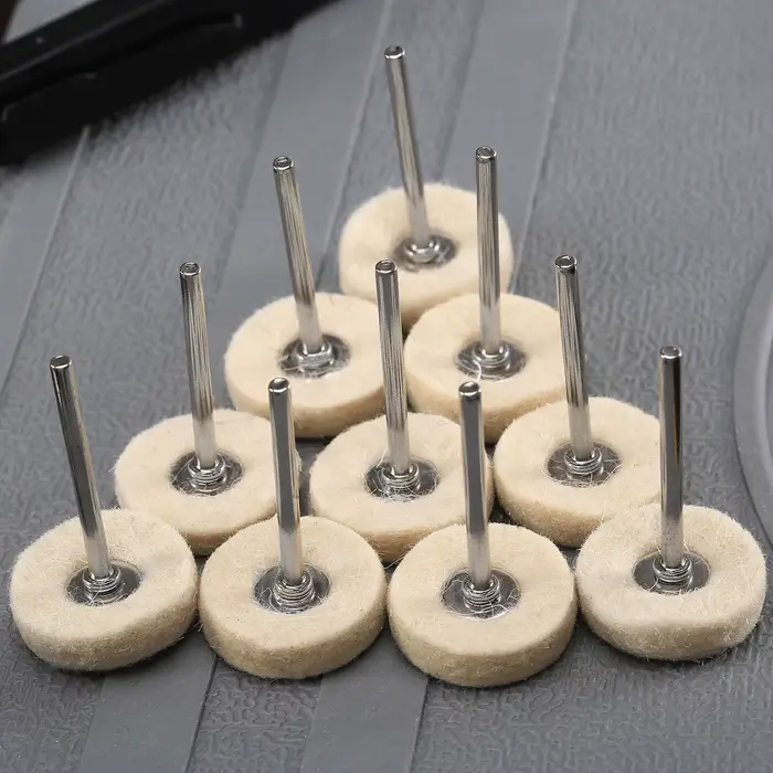 10 pièces métal ponçage polissage polissage meule brosse 25mm laine brosse rotative pour Dremel outi