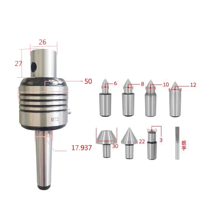 7 pièces MT2 machines-outils MT4 Center tournant à points multiples avec pointes interchangeables tour Live MT3