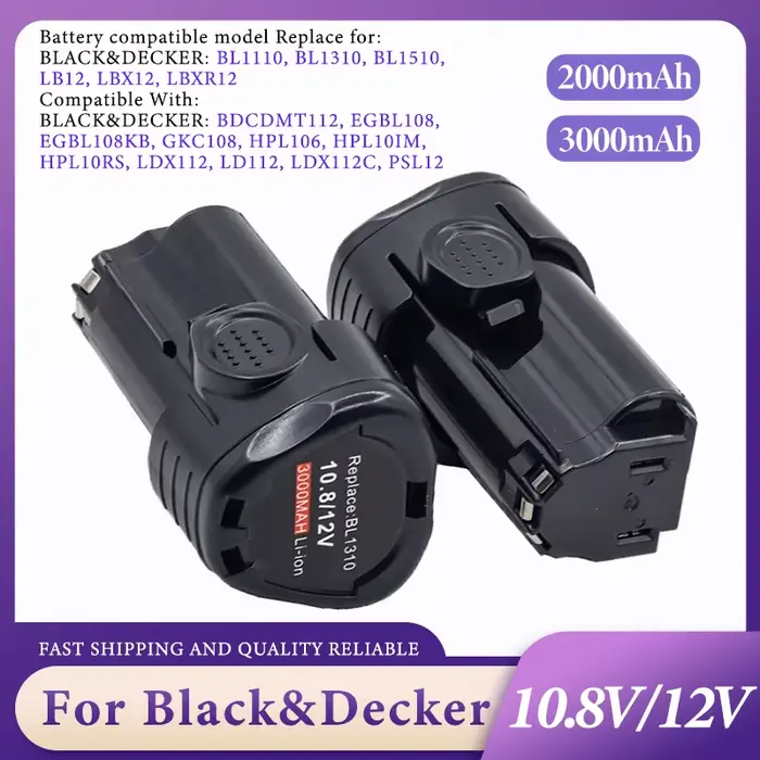Batterie pour outil électrique Black & Decker 10.8/12V 3000mAh Batterij Ion