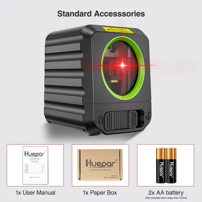 Huepar – niveau Laser à lignes transversales à faisceau rouge, 2 lignes, ligne horizontale et vertic