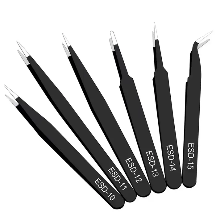 Ensemble de pincettes antistatiques en acier inoxydable, ensemble d'outils de réparation, ensemble d