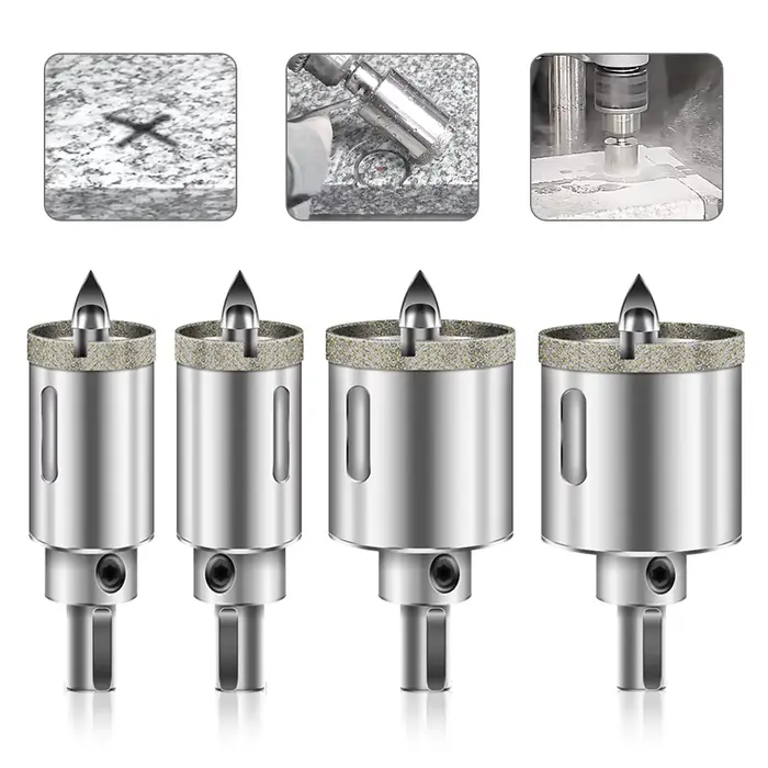 Embout de scie cloche diamant 16-85mm, avec positionnement triangulaire, pilote pour verre, porcelai