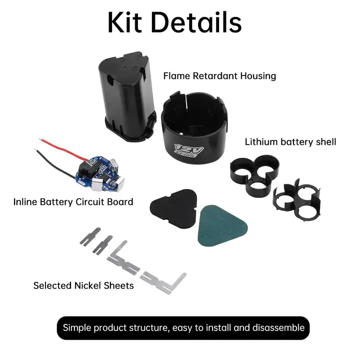 Kit de bricolage de batterie d'outils électriques enfichables 12V