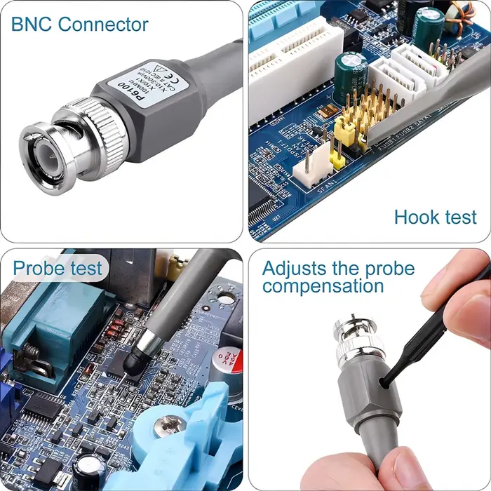Kit de sonde d'oscilloscope P6100 BNC, 100MHz, 1X, 10X Mayitr, testeur de haute précision, avec pinc