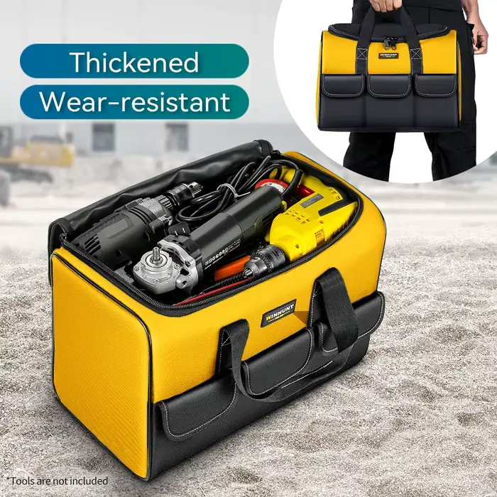 Sac à outils de 17 pouces, grand sac à outils avec 6 poches extérieures, sac à outils pour électrici